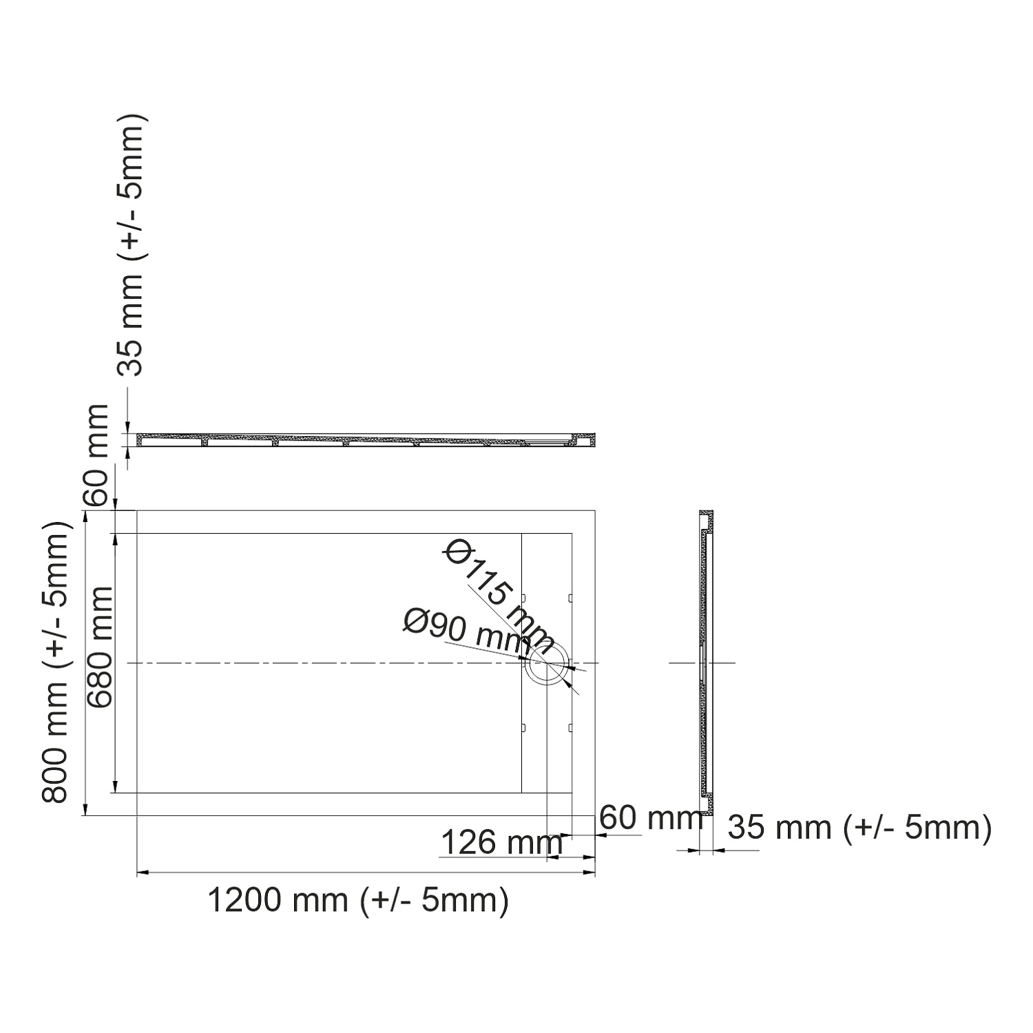Wasserkraft Wiese Душевой поддон 120х80х4h 84T06