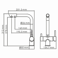 Wasserkraft Смеситель для кухни под фильтр, однорычажный, цвет: черный матовый A8367