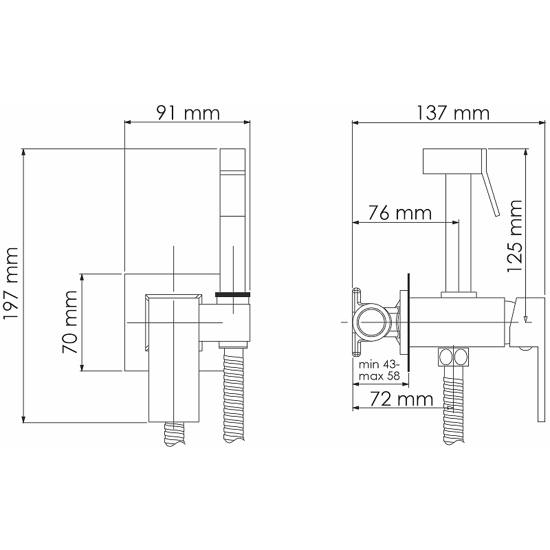 Wasserkraft Гигиенический душ со смесителем и встраиваемой частью, цвет: хром A71138