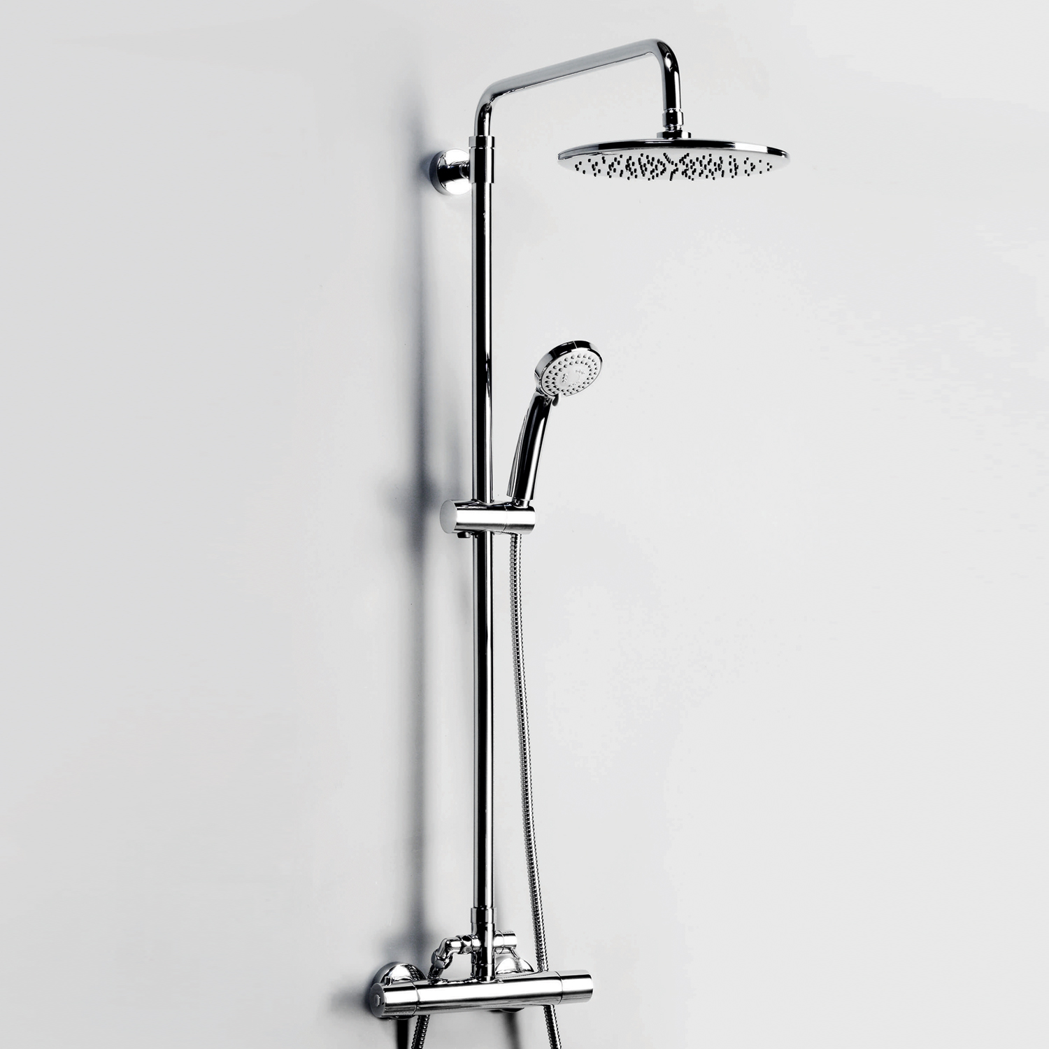 Wasserkraft Душевая стойка: термостат, ручной душ 3 вида струи, шланг, верхний душ, цвет: хром A13302