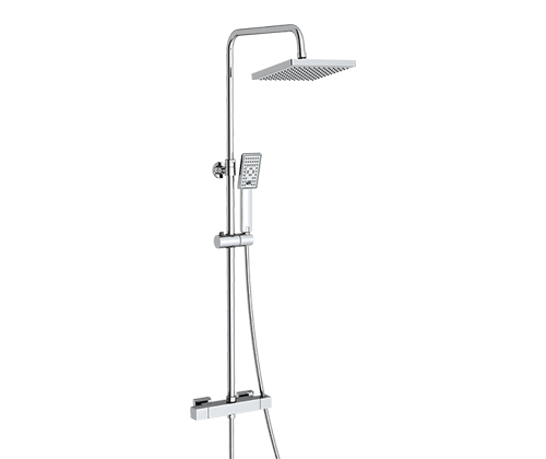 Wasserkraft Душевая стойка: термостат, ручной душ 3 вида струи, шланг, верхний душ, цвет: хром A15502