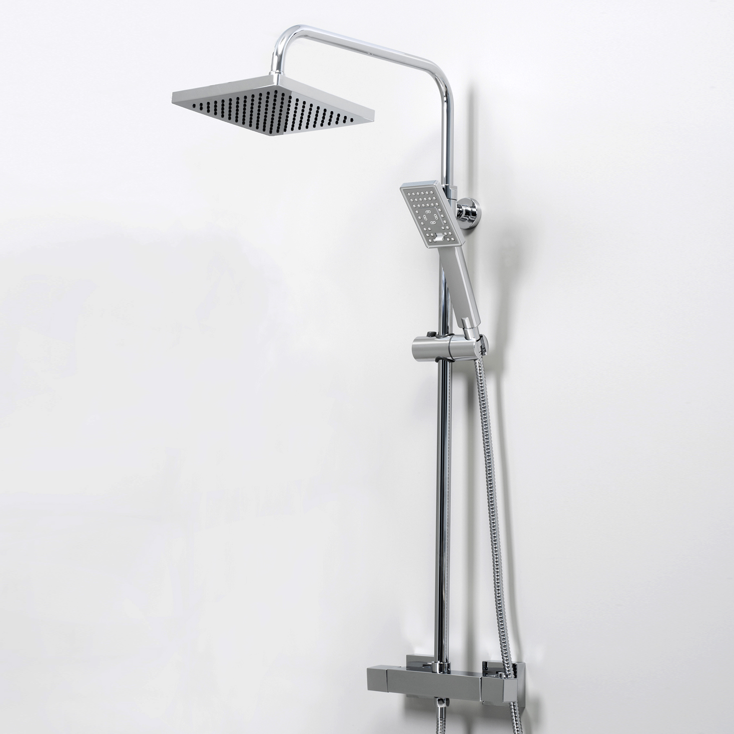 Wasserkraft Душевая стойка: термостат, ручной душ 3 вида струи, шланг, верхний душ, цвет: хром A15502