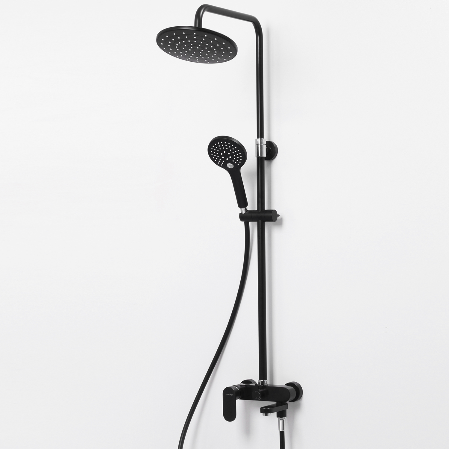 Wasserkraft Elbe Душевая стойка: смеситель, ручной душ 3 вида струи, верхний душ, цвет: черный A17401