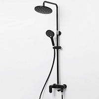 Wasserkraft Elbe Душевая стойка: смеситель, ручной душ 3 вида струи, верхний душ, цвет: черный A17401