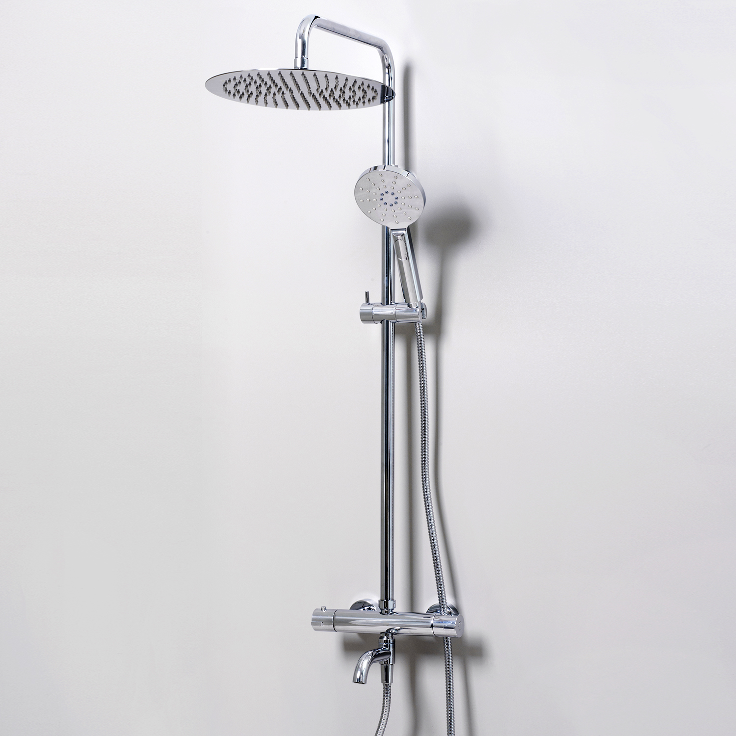 Wasserkraft Душевая стойка: термостат, ручной душ 3 вида струи, шланг, верхний душ, цвет: хром A18801