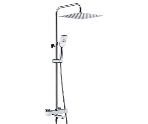 Wasserkraft Душевая стойка: термостат, ручной душ 3 вида струи, шланг, верхний душ, цвет: хром A19901