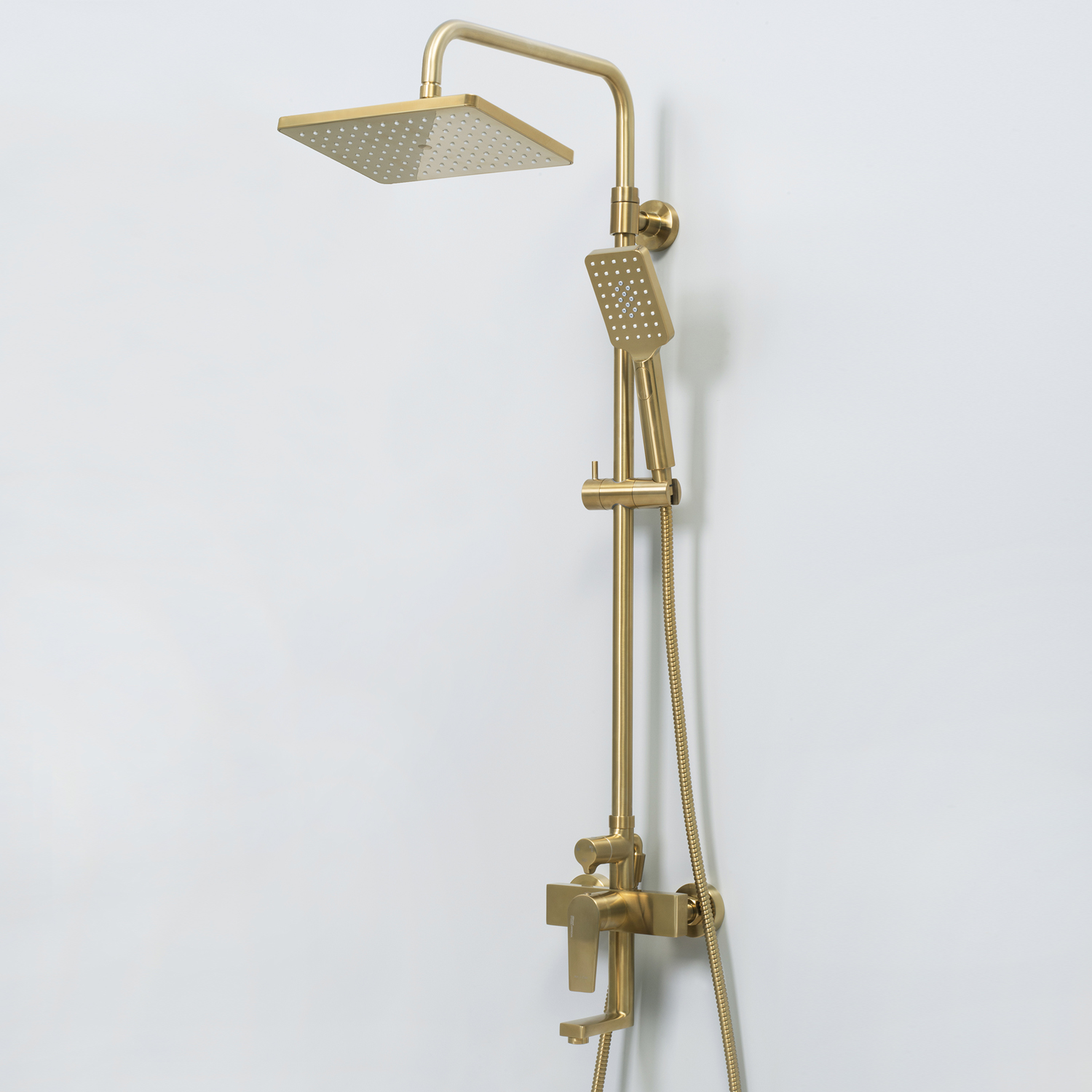 Wasserkraft Aisch Душевая стойка: смеситель, ручной душ 3 вида струи, верхний душ, цвет: золото A15501