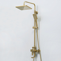 Wasserkraft Aisch Душевая стойка: смеситель, ручной душ 3 вида струи, верхний душ, цвет: золото A15501