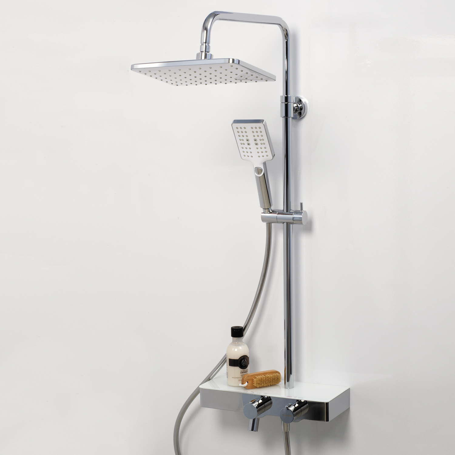 Wasserkraft Душевая стойка: термостат, ручной душ 3 вида струи, шланг, верхний душ, цвет: хром A11301