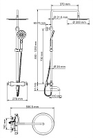 Wasserkraft Душевая стойка: термостат, ручной душ 3 вида струи, шланг, верхний душ, цвет: черный A28801