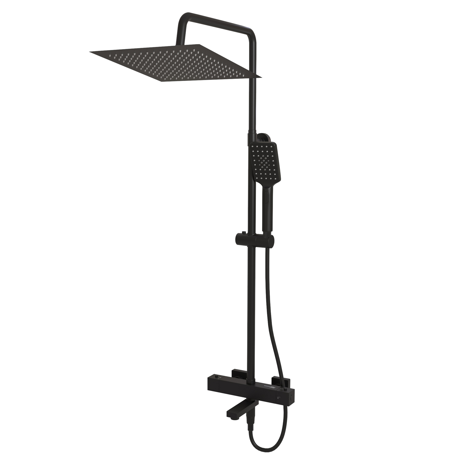 Wasserkraft Душевая стойка: термостат, ручной душ 3 вида струи, шланг, верхний душ, цвет: черный A29901