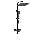 Wasserkraft Душевая стойка: термостат, ручной душ 3 вида струи, шланг, верхний душ, цвет: черный A29901