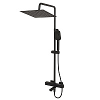Wasserkraft Душевая стойка: термостат, ручной душ 3 вида струи, шланг, верхний душ, цвет: черный A29901