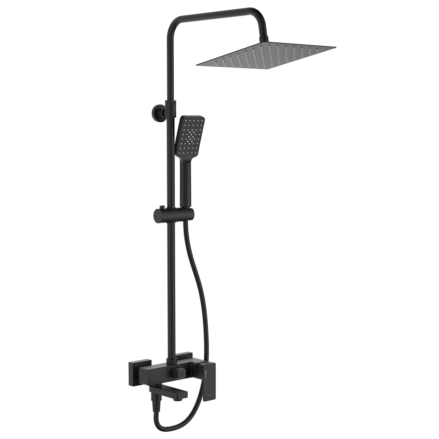 Wasserkraft Душевая стойка: смеситель, ручной душ 3 вида струи, шланг, верхний душ, цвет: черный A27701