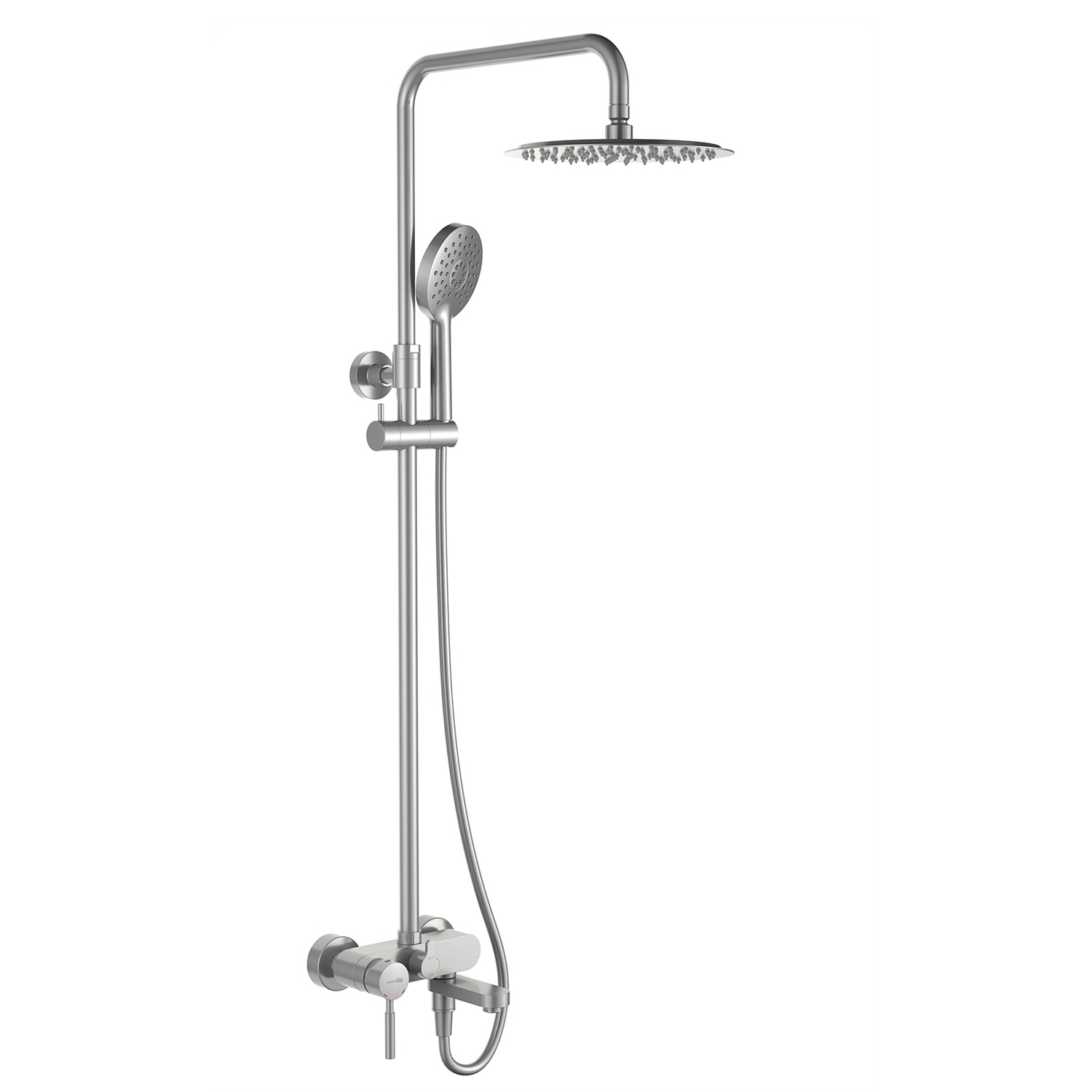Wasserkraft Душевая стойка: смеситель, ручной душ 3 вида струи, шланг, верхний душ, цвет: никель A14201