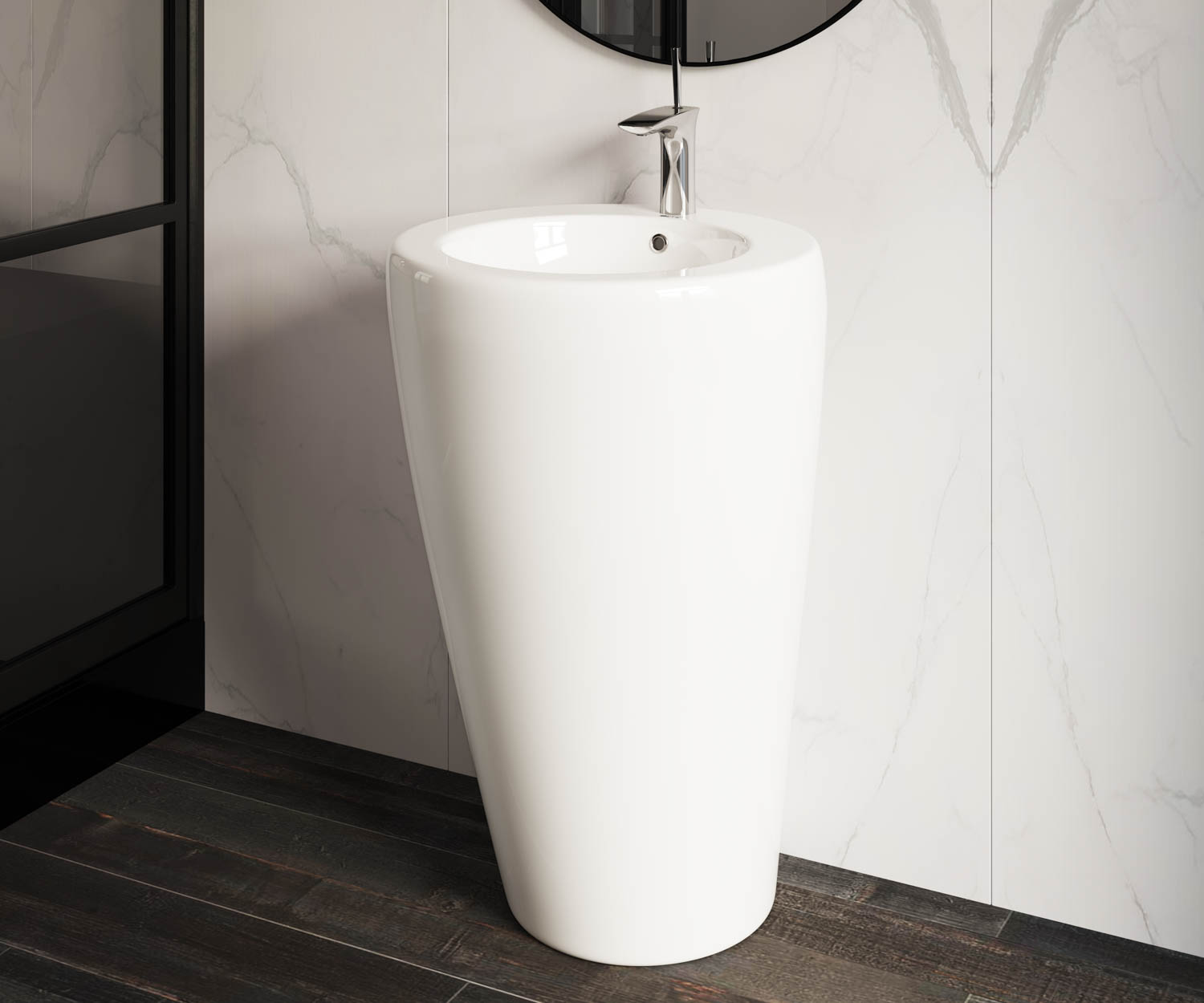 Ceramicanova 850 Раковина напольная 55х51,5 см, перелив, отв. под смеситель, цвет: белый глянцевый CN1807