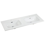 Ceramicanova Element Раковина накладная с 2мя чашами 121х46,5 см, перелив, цвет: белый глянцевый CN7004