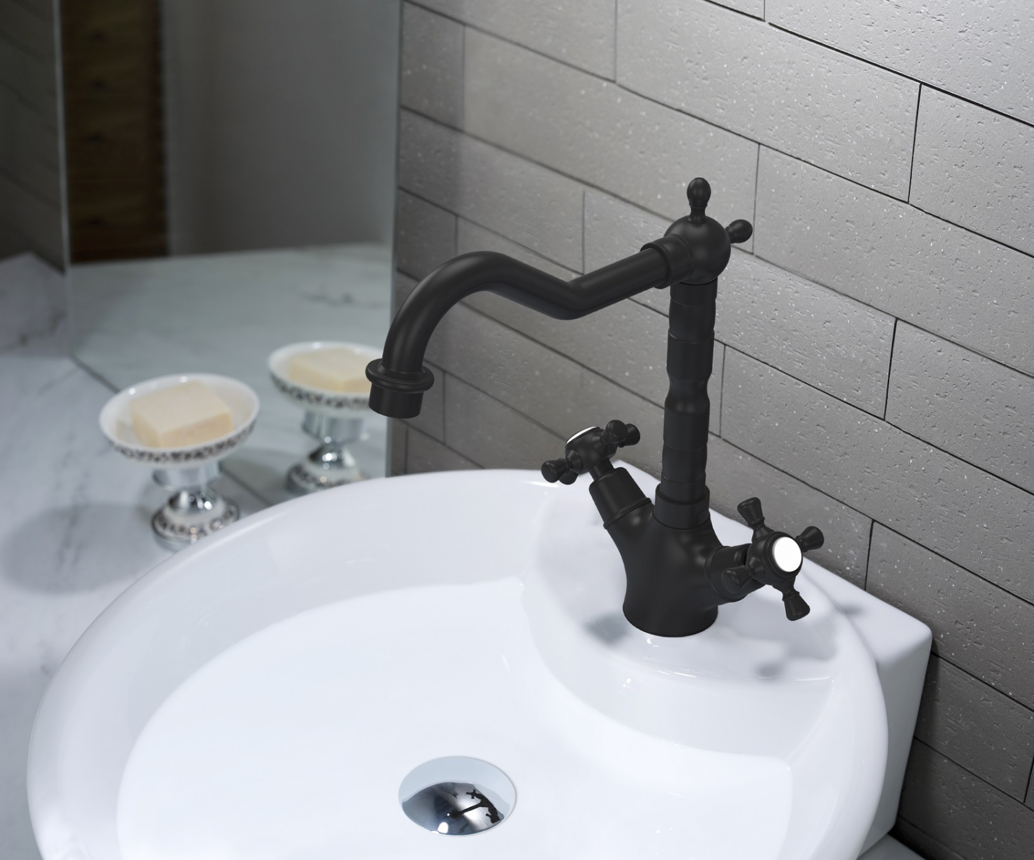 Timo Nelson Смеситель для раковины двухрычажный, цвет черный матовый 0143/03F