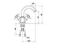 Timo Ritz Смеситель для раковины двухрычажный, цвет серебро 0141FN silver