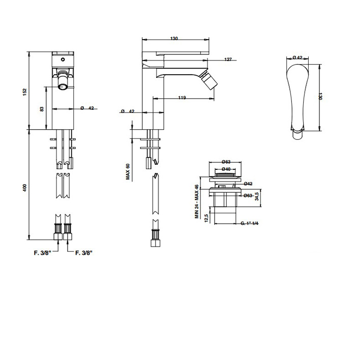 Bongio O'Clock Смеситель для биде, цвет хром 14522CRPR
