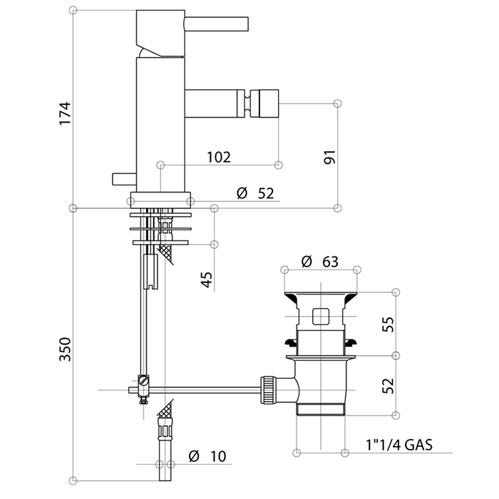 Bongio T Mix Смеситель для биде, цвет черный матовый 32522NEPR