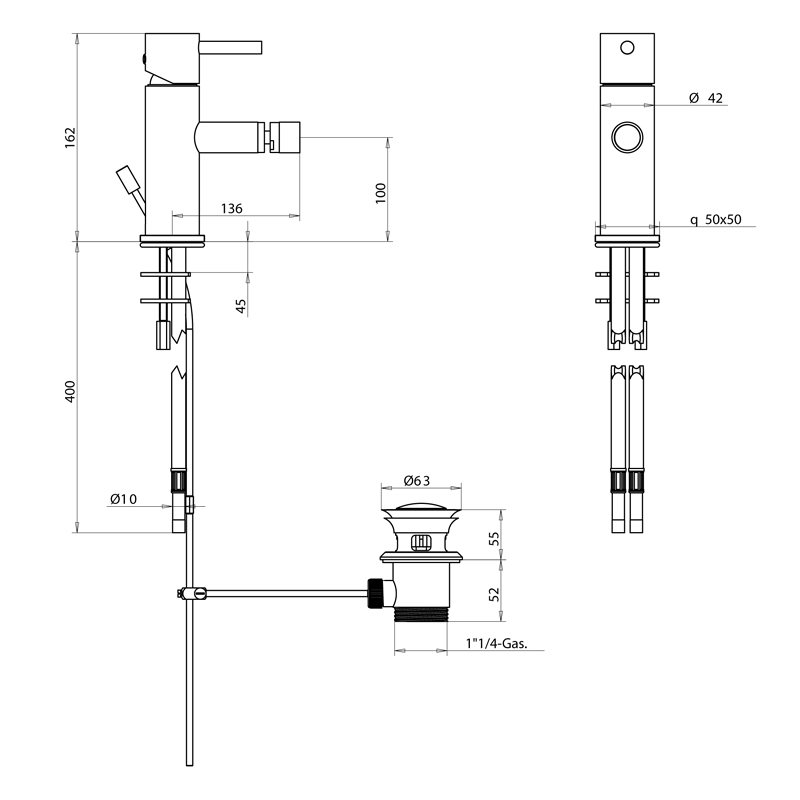 Bongio T-Square Смеситель для биде, цвет хром 52522CRPR