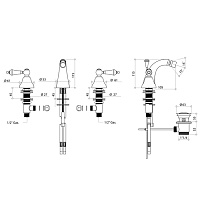 Bongio Capri Смеситель для биде на 3отв., цвет золото 17503OR00