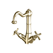 Gattoni TRD Смеситель для раковины, ручки Paris, высота излива 16,65 cм, цвет: золото 24К TR300/18D0