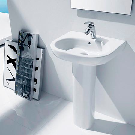 Roca Meridian Раковина подвесная 45х42 см, с переливом, без донного клапана, цвет: белый глянцевый 327245000