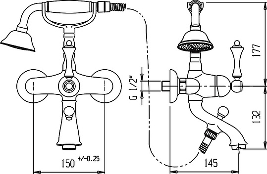 Смеситель Cezares Margot VDM 03/24 Bi для ванны с душем MARGOT-VDM-03/24-Bi