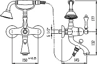 Смеситель Cezares Margot VDM 03/24 Bi для ванны с душем MARGOT-VDM-03/24-Bi