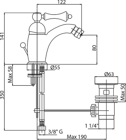 Смеситель Cezares Margot BSM1 01 M для биде MARGOT-BSM1-01-M