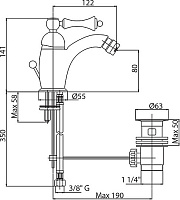 Смеситель Cezares Margot BSM1 02 Bi для биде MARGOT-BSM1-02-Bi