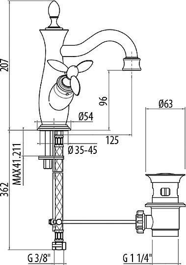 Gattoni Timor Смеситель для раковины, цвет: хром 1830018C0cr