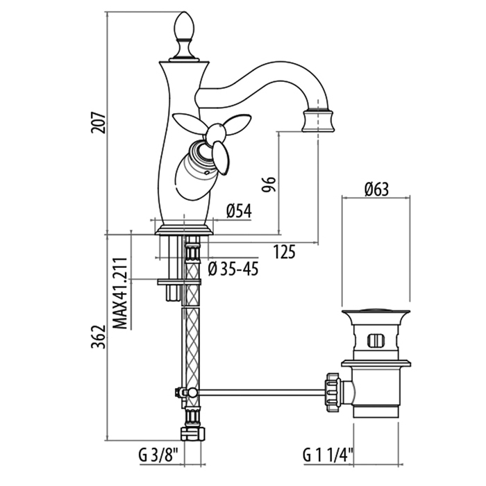 Gattoni Timor Смеситель для раковины, цвет: хром 1830018C0cr