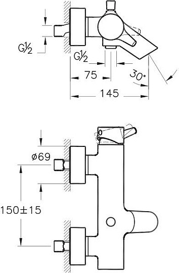 Смеситель VitrA Nest  для ванны с душем A42242EXP
