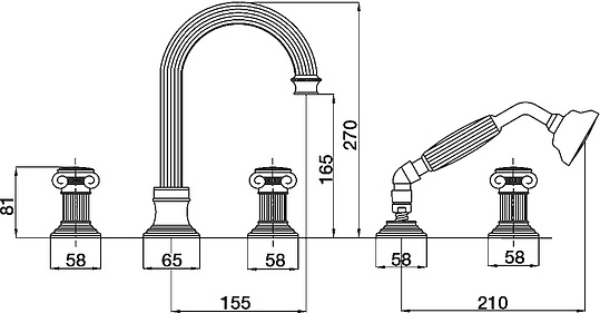 Смеситель Cezares Olimp BVD 01 M на борт ванны OLIMP-BVD-01-M