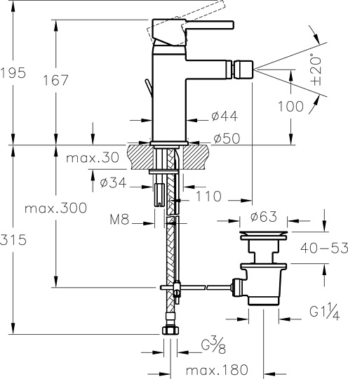 VitrA Minimax Смеситель для биде, цвет: хром S A41988EXP