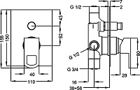 Смеситель Cezares Levico VDIM 01 Cr С ВНУТРЕННЕЙ ЧАСТЬЮ LEVICO-VDIM-01-Cr