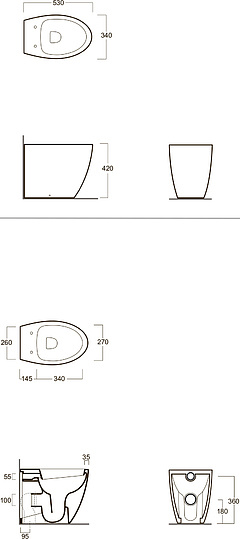Simas Lft Spazio Унитаз приставной 53х34см, слив универсальный, цвет: белый гляневый LFT20 bi rimless