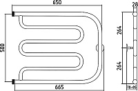Стилье Тандем Полотенцесушитель водяной для ГВС 66,5x52,8h см, цвет: без покрытия 00011-5065