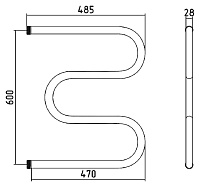 Стилье М-образный Полотенцесушитель водяной для ГВС 48,5x62,8h см, цвет: без покрытия 00004-6050