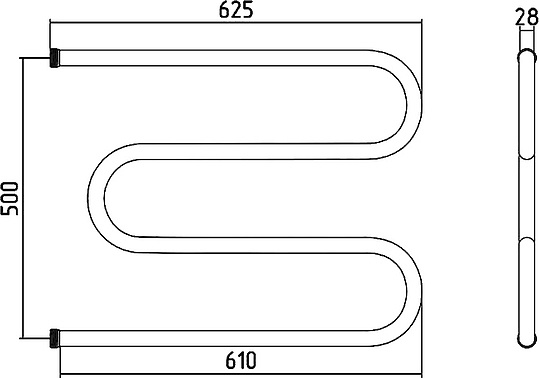 Стилье М-образный Полотенцесушитель водяной для ГВС 62,5x52,8h см, цвет: без покрытия 00004-5065
