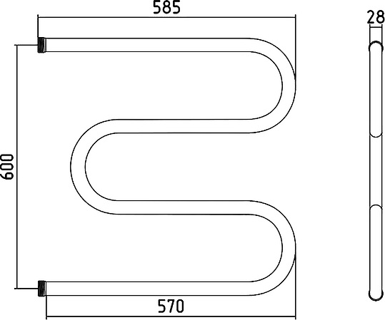 Стилье М-образный Полотенцесушитель водяной для ГВС 58,5x62,8h см, цвет: без покрытия 00004-6060