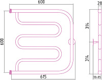 Стилье Тандем Полотенцесушитель водяной для ГВС 60x60h см, цвет: без покрытия 00016-6060
