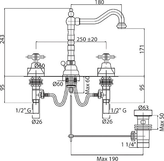 Смеситель Cezares Lord  для раковины LORD-BLS2-01