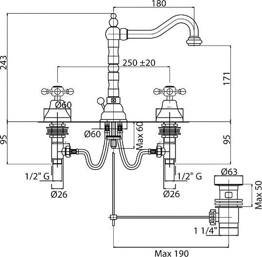 Смеситель Cezares Golf BLS2 01 для раковины GOLF-BLS2-01