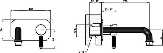 Смеситель Cezares Olimp BLSM2 01 L С ВНУТРЕННЕЙ ЧАСТЬЮ, для раковины OLIMP-BLSM2-01-L