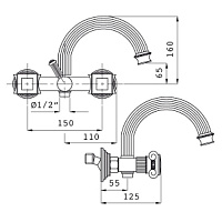 Смеситель Cezares Olimp VD 02 O для ванны с душем OLIMP-VD-02-O