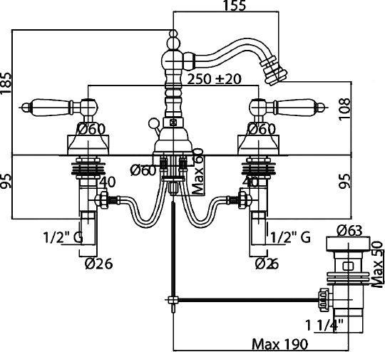 Смеситель Cezares Lord  для биде LORD-BBS2-01